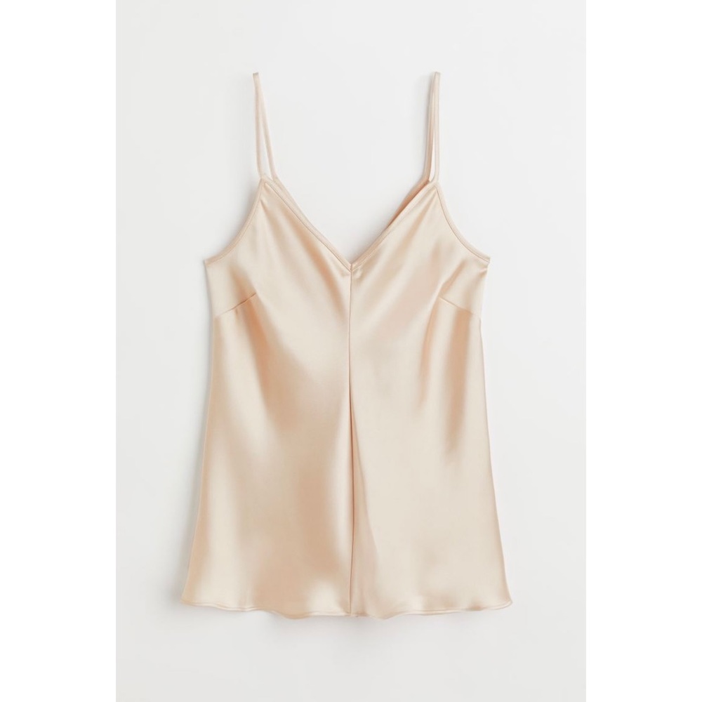 H&M Satin V-Neck Camisole in Nude